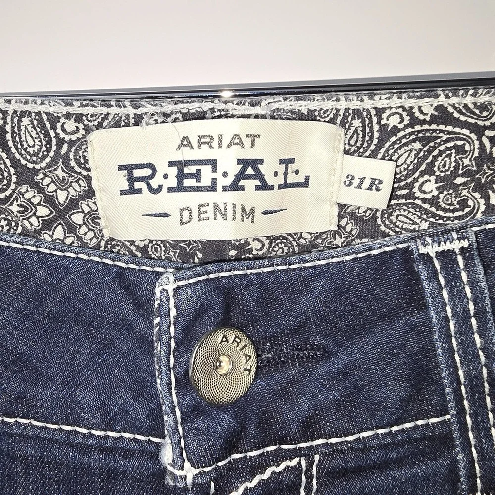 Ariat REAL Denim Womens Jeans 34x31 Medium Wash Stretch Bootcut Western